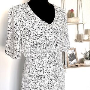Lake Flower Boho Black Speckled Polkadot Dress